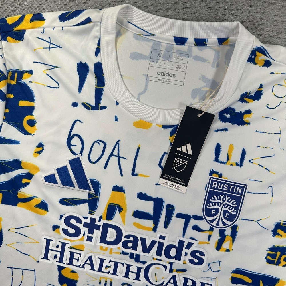 NWT Adidas Austin FC MLS Pre-Match Jersey Mens XL Slim Fit Multi-Color JE6583
